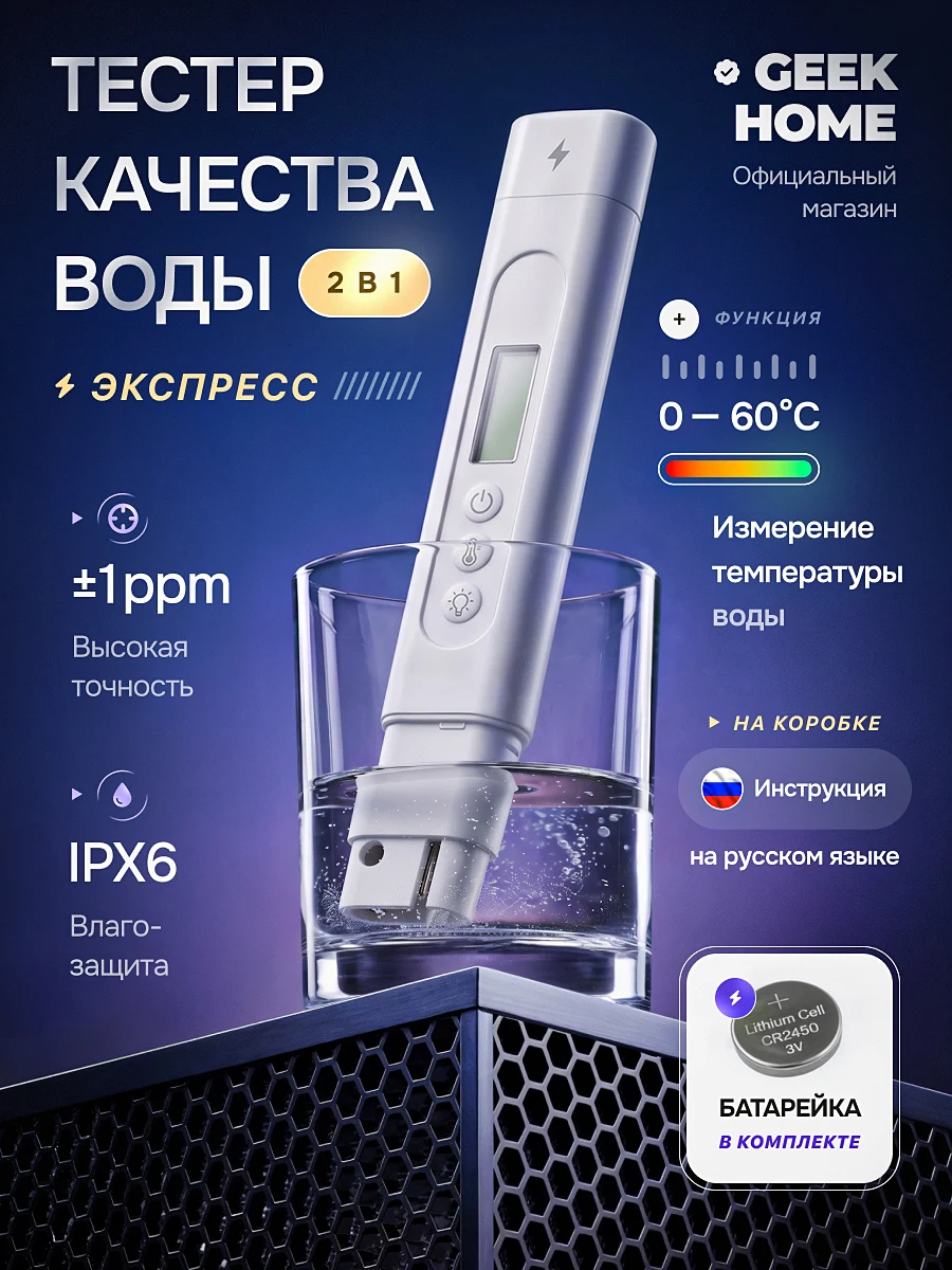Тестер качества воды — обложка, вариант 3
